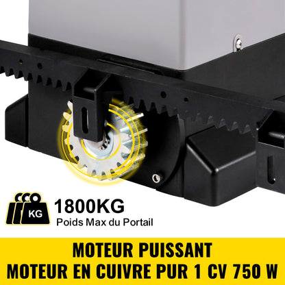 Sliding Gate Opener, 1800 KG 7 m, Automatic Sliding Gate with 4 Remote Controllers & APP Control, Electric Rolling Driveway Slide Gate Motor, Complete Gate Operator Hardware Security System Kit