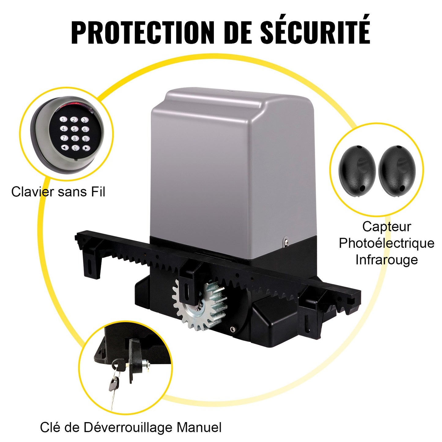 Sliding Gate Opener, 1800 KG 7 m, Automatic Sliding Gate with 4 Remote Controllers & APP Control, Electric Rolling Driveway Slide Gate Motor, Complete Gate Operator Hardware Security System Kit