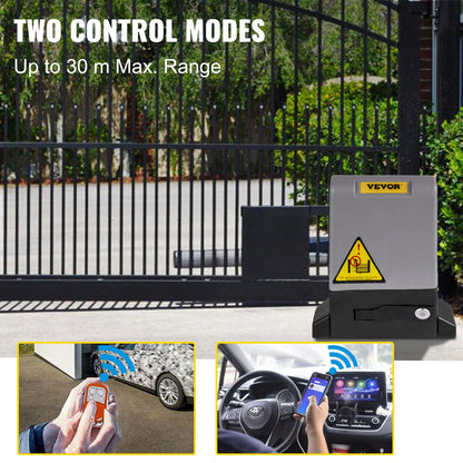 Sliding Gate Opener, 1800 KG 8 m, Automatic Sliding Gate with 4 Remote Controllers & APP Control, Electric Rolling Driveway Slide Gate Motor, Complete Gate Operator Hardware Security System Kit