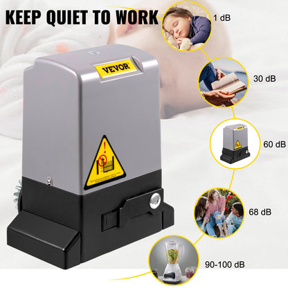 Sliding Gate Opener, 1800 KG 8 m, Automatic Sliding Gate with 4 Remote Controllers & APP Control, Electric Rolling Driveway Slide Gate Motor, Complete Gate Operator Hardware Security System Kit