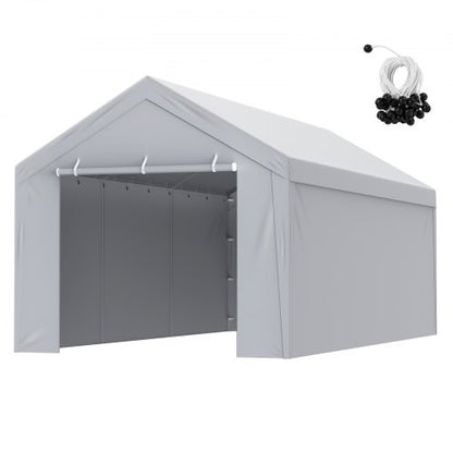 Carport Replacement Canopy Cover Top + Side Wall 6000 x 3000 mm, Garage Tent Shelter Tarp Heavy-Duty Waterproof & UV Protected, Easy Installation with Ball Bungees,White (Frame Not Included)