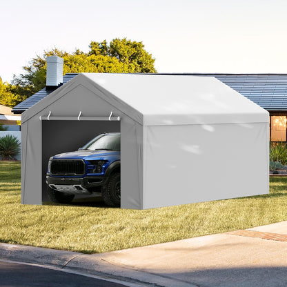 Carport Replacement Canopy Cover Top + Side Wall 6000 x 3000 mm, Garage Tent Shelter Tarp Heavy-Duty Waterproof & UV Protected, Easy Installation with Ball Bungees,White (Frame Not Included)