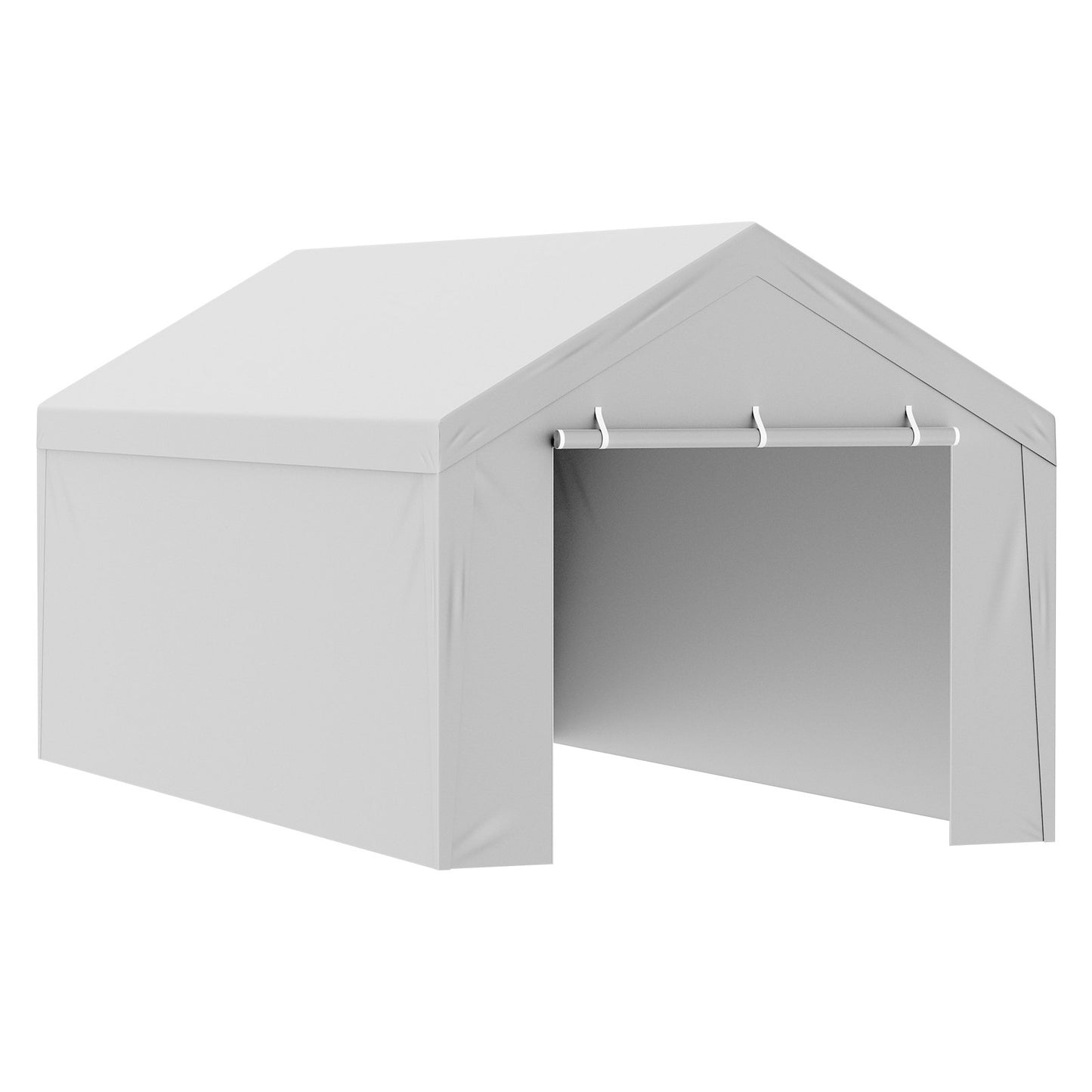 Carport Replacement Canopy Cover Top + Side Wall 6000 x 3000 mm, Garage Tent Shelter Tarp Heavy-Duty Waterproof & UV Protected, Easy Installation with Ball Bungees,White (Frame Not Included)
