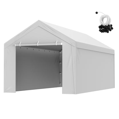 Carport Replacement Canopy Cover Top + Side Wall 6000 x 3000 mm, Garage Tent Shelter Tarp Heavy-Duty Waterproof & UV Protected, Easy Installation with Ball Bungees,White (Frame Not Included)