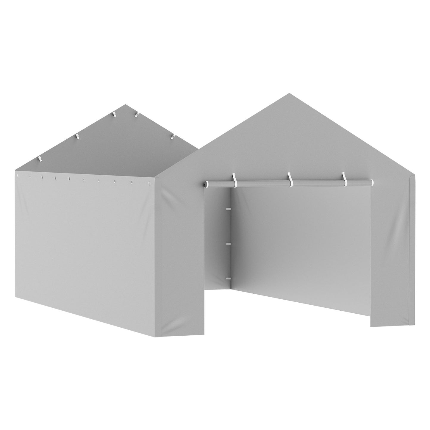 Carport Replacement Canopy Cover Side Wall 12 x 20 ft, Garage Tent Shelter Tarp Heavy-Duty Waterproof & UV Protected, Easy Installation with Ball Bungees,Grey (Top and Frame Not Included)