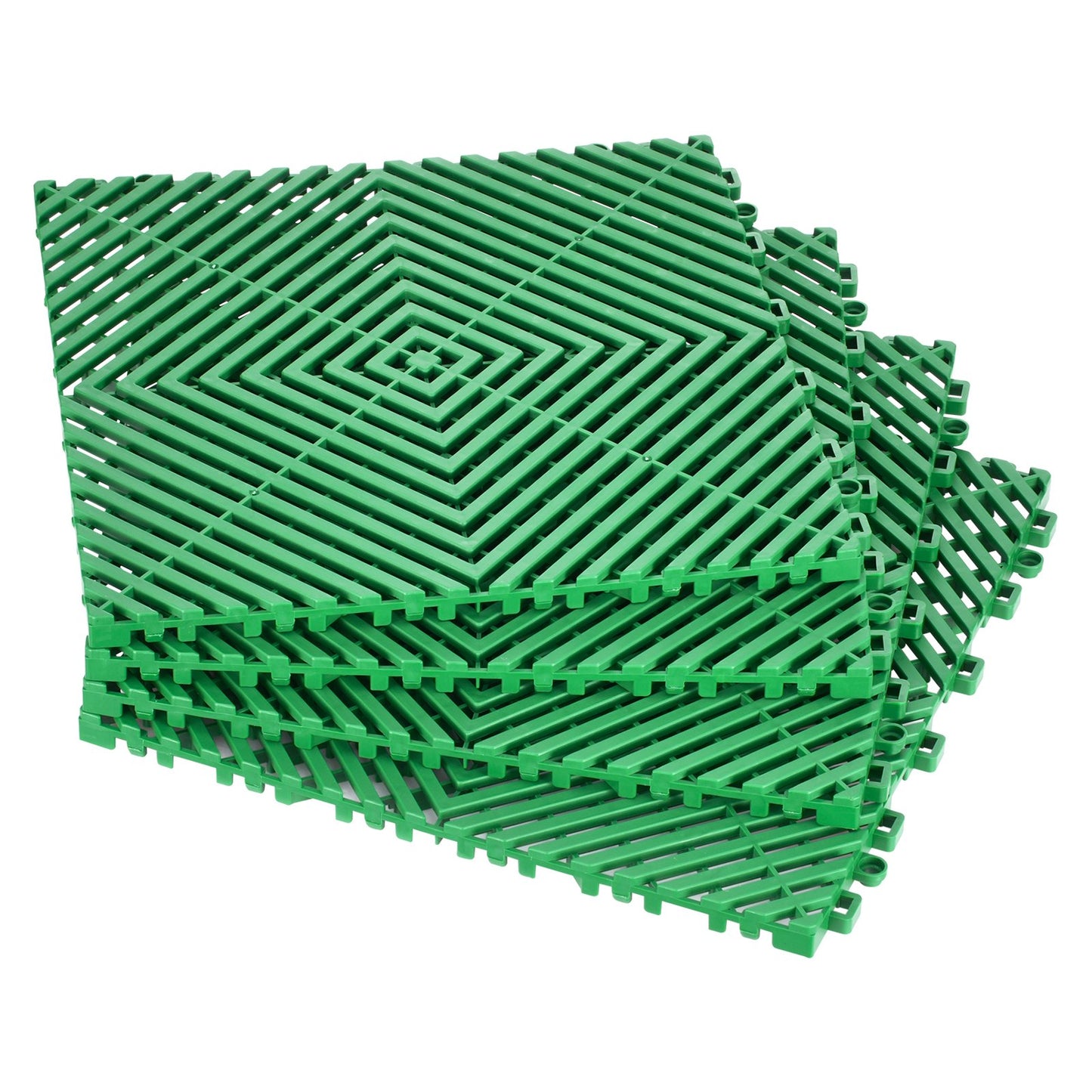 Interlocking Drainage Mat, 50 Pcs Modular Interlocking Cushion, 12” x 12” Splicing Drainage Mats, Non-Slip Green PP Drainage Floor Tile and Shower Mat, for Garage, Garden, Kitchen & Outdoor