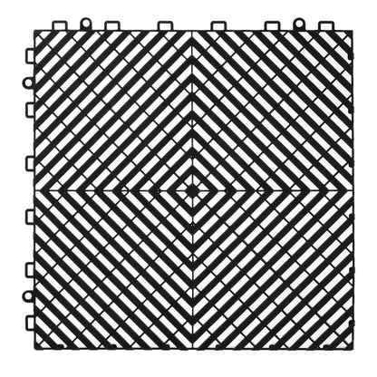 Ineinandergreifende Drainagematte, 30 x 30 cm, modulares Stecksystem, 50-teiliges Set, rutschfeste schwarze PP-Bodenfliese und Duschmatte, für Garage, Garten, Küche und Außenbereich