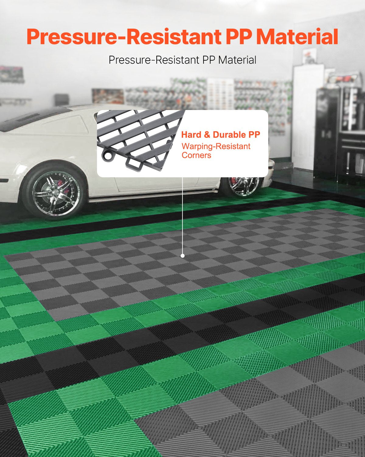 Interlocking Drainage Mat, 12” x 12” Modular Interlocking Cushion, 50 Pcs Splicing Drainage Mats, Non-Slip Gray PP Drainage Floor Tile and Shower Mat, for Garage, Garden, Kitchen & Outdoor