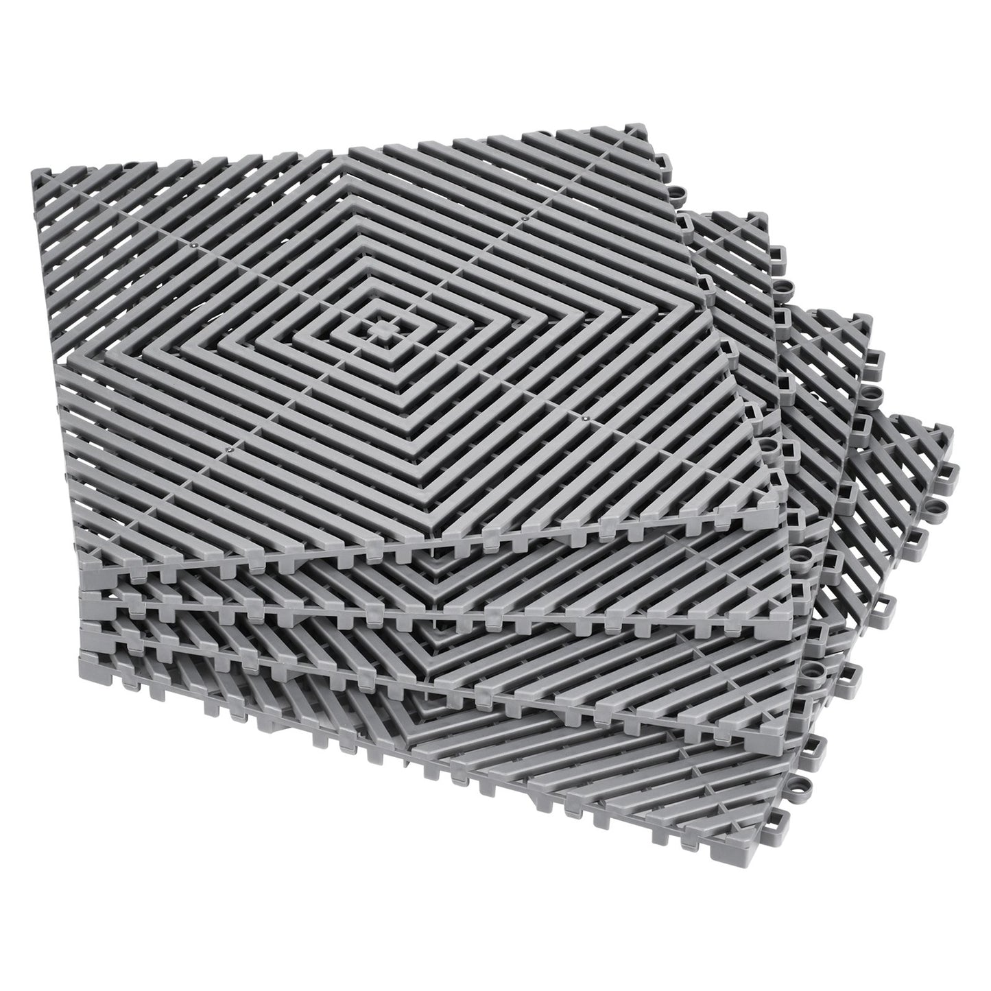 Interlocking Drainage Mat, 12” x 12” Modular Interlocking Cushion, 50 Pcs Splicing Drainage Mats, Non-Slip Gray PP Drainage Floor Tile and Shower Mat, for Garage, Garden, Kitchen & Outdoor