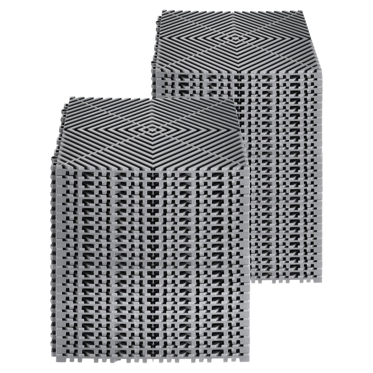 Interlocking Drainage Mat, 12” x 12” Modular Interlocking Cushion, 50 Pcs Splicing Drainage Mats, Non-Slip Gray PP Drainage Floor Tile and Shower Mat, for Garage, Garden, Kitchen & Outdoor