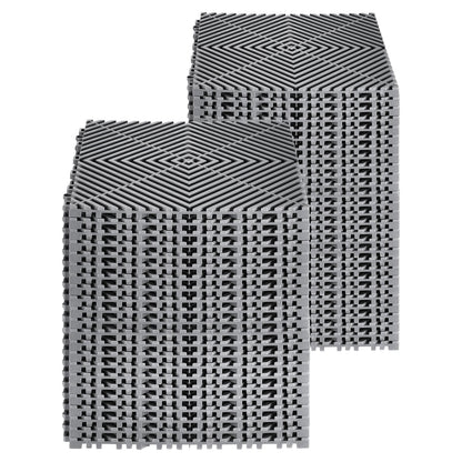 Interlocking Drainage Mat, 12” x 12” Modular Interlocking Cushion, 50 Pcs Splicing Drainage Mats, Non-Slip Gray PP Drainage Floor Tile and Shower Mat, for Garage, Garden, Kitchen & Outdoor