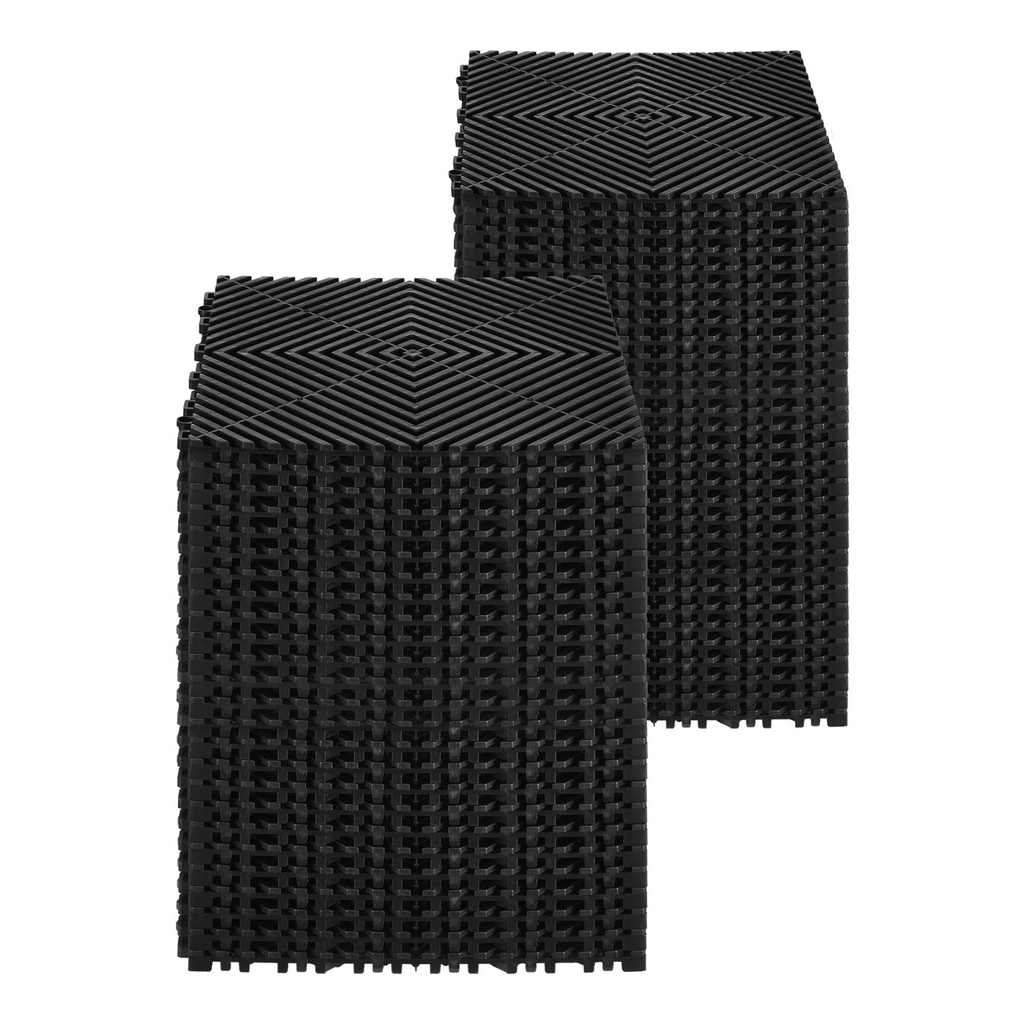 Interlocking Drainage Mat, 12” x 12” Modular Interlocking Cushion, 55 Pcs Splicing Drainage Mats, Non-Slip Black PP Drainage Floor Tile and Shower Mat, for Garage, Garden, Kitchen & Outdoor
