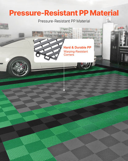 Interlocking Drainage Mat, 12” x 12” Modular Interlocking Cushion, 12 Pcs Splicing Drainage Mats, Non-Slip Gray PP Drainage Floor Tile and Shower Mat, for Garage, Garden, Kitchen & Outdoor