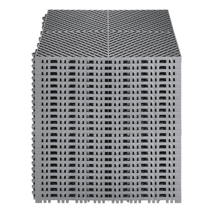 Interlocking Drainage Mat, 15.7” x 15.7” Modular Interlocking Cushion, 24 Pcs Splicing Drainage Mats, Non-Slip Gray PP Drainage Floor Tile and Shower Mat, for Garage, Garden, Kitchen & Outdoor