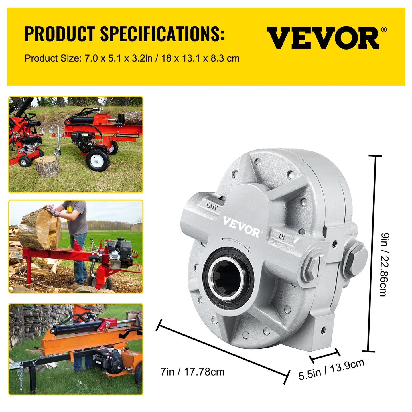 Hydraulic Pump 16.6GPM Hydraulic Motor 540RPM Log Splitter 2500PSI Hydraulic Splitter SAE 12 Outlet Port Hydraulic Pump for Log Splitter for Truck Tailgate Lift,Scissor Lift, Dump Trailer