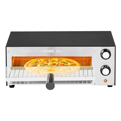 Elektrischer Pizzaofen, 30 cm (12 Zoll) Tischpizzaofen, max. 300 °C (572 °F), 1450 W Leistung, mit Timer und Temperaturregelung, Pizzaofen mit zwei Heizrohren, Krümelschublade, für Restaurants und die heimische Küche
