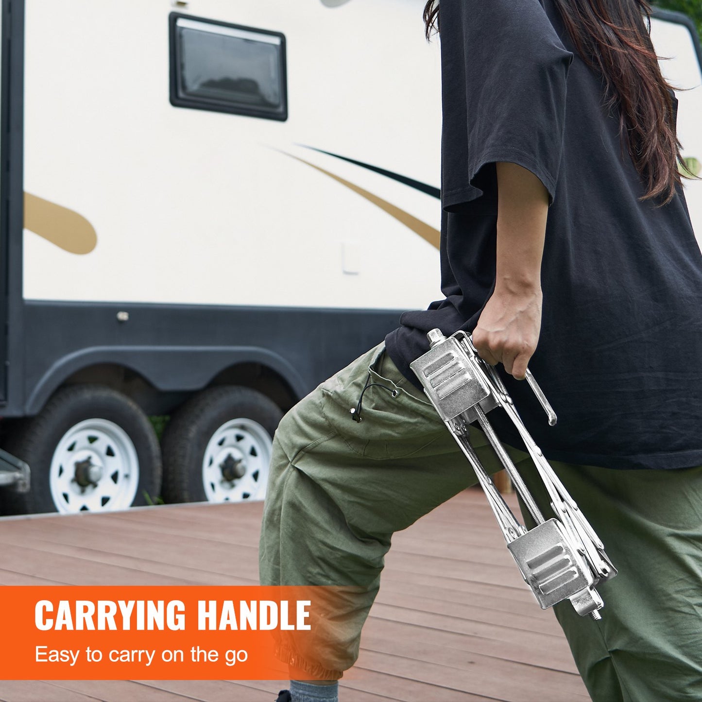 Camper Wheel Chock Stabilizer, X-shaped RV Stabilizer Wheel Chock, Fit for 1.5" to 10" Tire Space, 2 Sets of Wheel Chocks with Ratchet Wrench and Storage Bag for Campers Travel Trailers Trucks