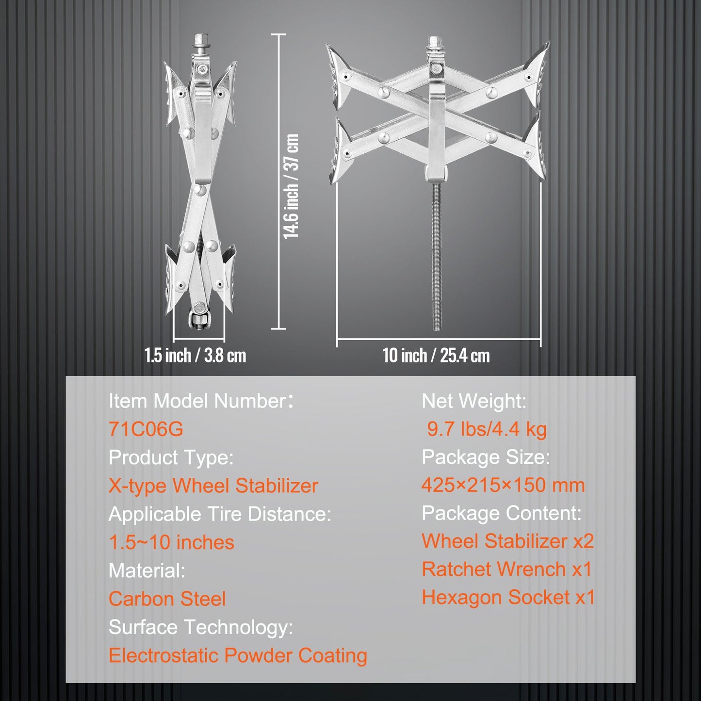 Camper Wheel Chock Stabilizer, X-shaped RV Stabilizer Wheel Chock, Fit for 1.5" to 10" Tire Space, 2 Sets of Wheel Chocks with Ratchet Wrench and Storage Bag for Campers Travel Trailers Trucks