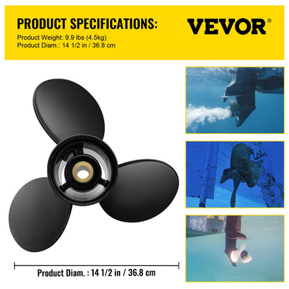 Outboard Propeller, Replace for OEM 3817468, 3-Blade 14.5\" x 19\" Pitch Aluminium Boat Propeller, Compatible with Volvo Penta SX Drive All Models, with 19 Tooth Splines, RH