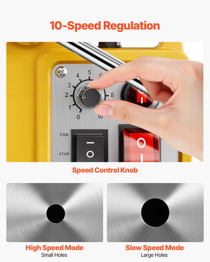 Magnetic Drill, 1200W Motor 1.6 in Boring Diameter, 2810 lbf Electric Mag Drill Press, with 2 Coring Bits, Variable Speed, Drilling Machine for Metal Surface, Home Improvement Industry, Yellow