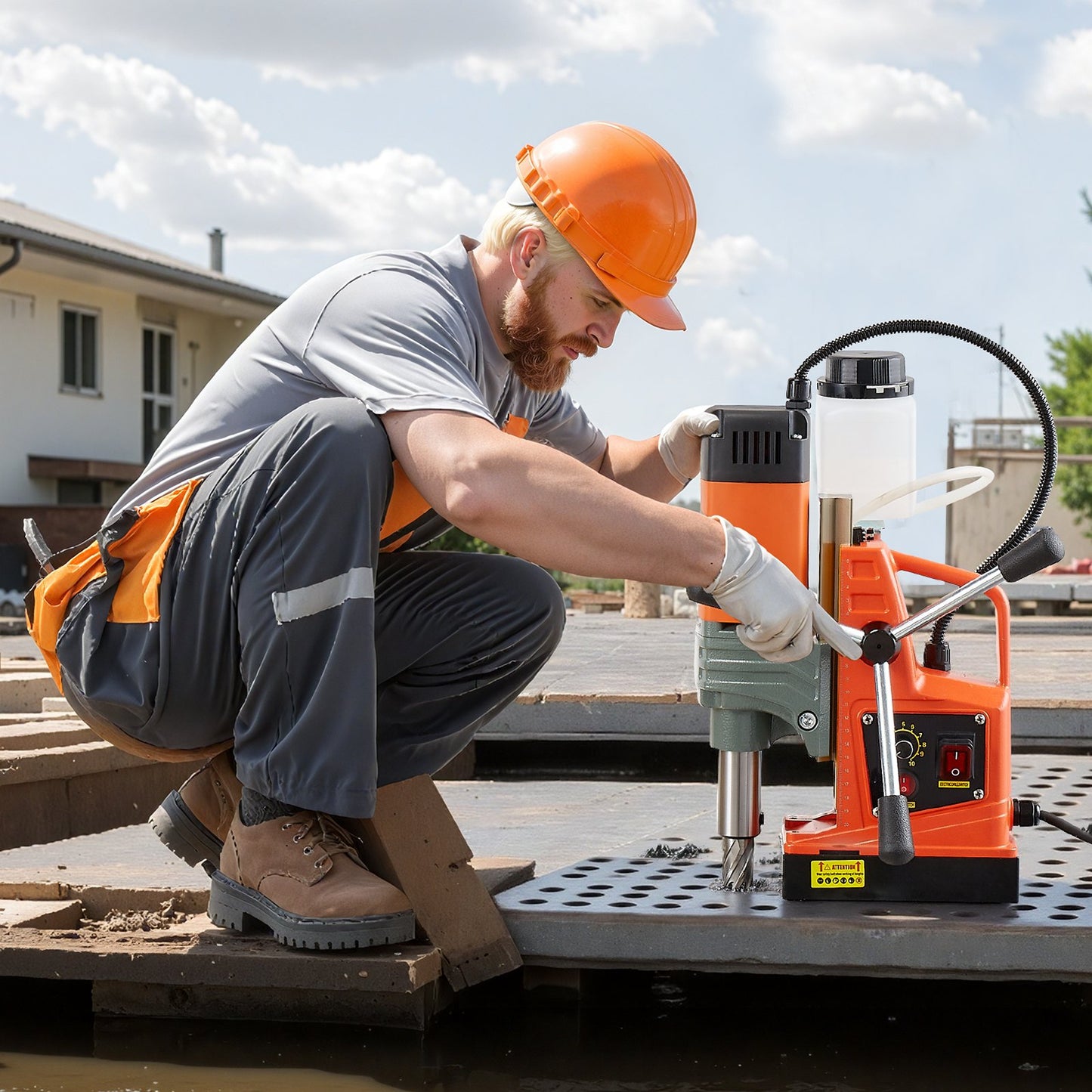 Magnetic Drill Press, 1350 W, 50 mm Boring Diameter, 12500N Power Portable Mag Drill Press, 0–800 RPM Adjustable Speed, with Weldon Shank, for Metal Surface, Industrial and Home Improvement