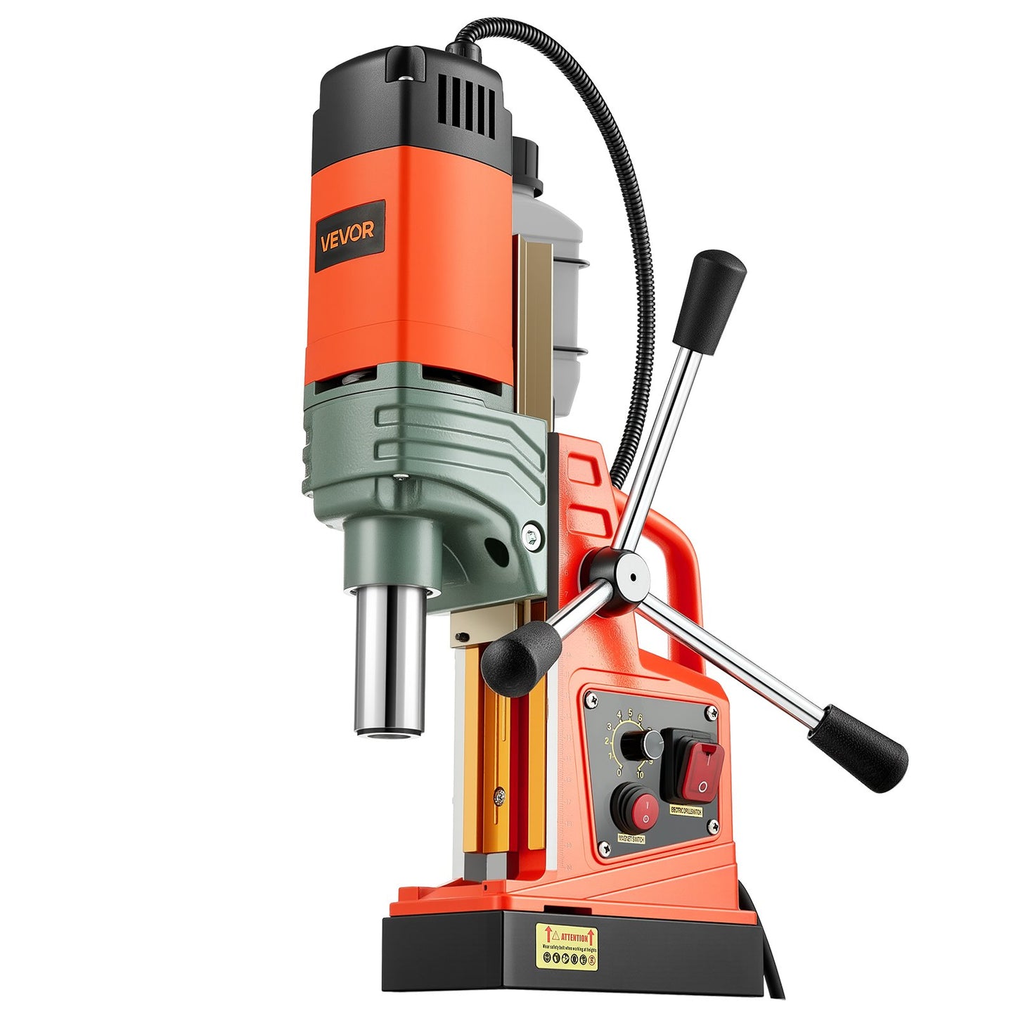 Magnetic Drill Press, 1350 W, 50 mm Boring Diameter, 12500N Power Portable Mag Drill Press, 0–800 RPM Adjustable Speed, with Weldon Shank, for Metal Surface, Industrial and Home Improvement