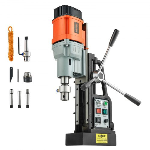 Magnetic Drill Press, 1500 W, 60 mm Boring Diameter, 13000N Power Mag Drill Press, 0-600 RPM Adjustable Speed, Morse Taper, M3-M16 Tapping, for Metal Surface, Industrial and Home Improvement