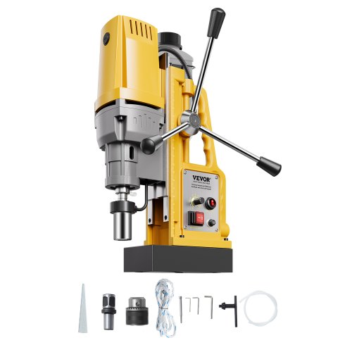 Magnetic Drill, 1400W Motor 2 in Boring Diameter, 2922 lbf Portable Electric Mag Drill Press, 0-750 RPM Variable Speed, Drilling Machine for Metal Surface, Industrial and Home Improvement
