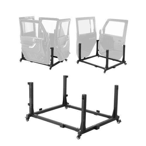 Jeep Door Storage Cart, 4 Doors Moveable Storage Cart Rack with Thickened Rubber Cushion, Sturdy Car Door Holder Cart Fit for Jeep Wrangler JK JL/Gladiator JT 2007- 2023 JK JL / Gladiator JT