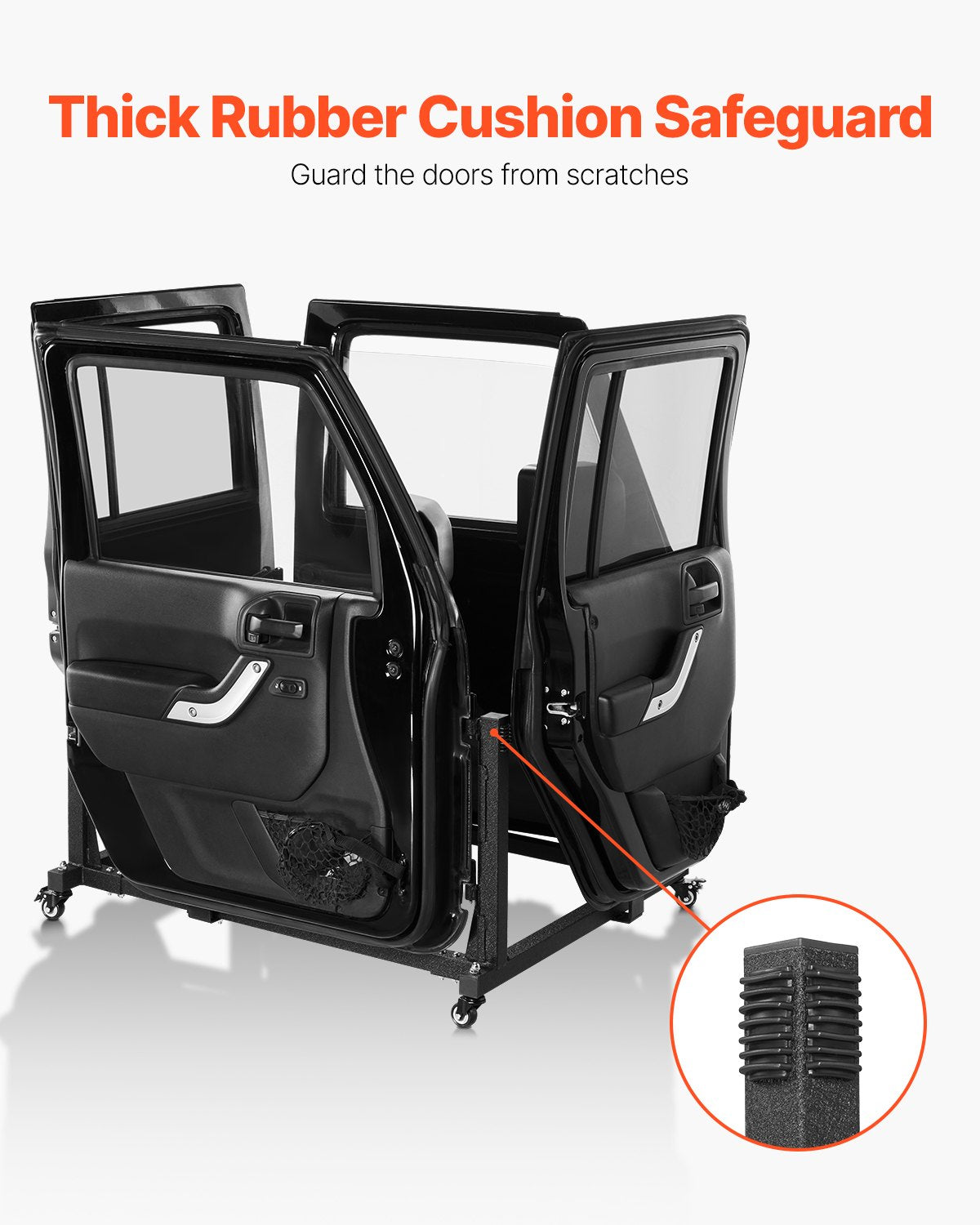 Jeep Door Storage Cart, 4 Doors Moveable Storage Cart Rack with Thickened Rubber Cushion, Sturdy Car Door Holder Cart Fit for Jeep Wrangler JK JL/Gladiator JT 2007- 2023 JK JL / Gladiator JT