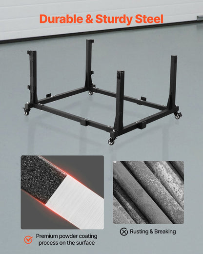 Jeep Door Storage Cart, 4 Doors Moveable Storage Cart Rack with Thickened Rubber Cushion, Sturdy Car Door Holder Cart Fit for Jeep Wrangler JK JL/Gladiator JT 2007- 2023 JK JL / Gladiator JT