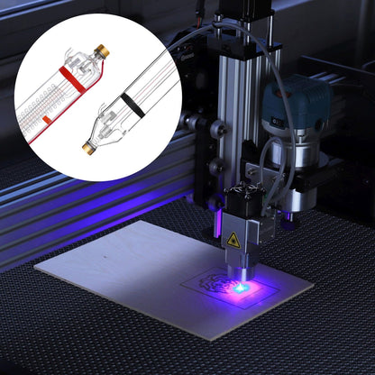 100W CO2 Laser Tube, 57 in (1450 mm) Length, 3.1 in (80 mm) Dia Borosilicate Glass Laser Cutter Tube with Metal Head, 10,000hr Wires Preconnected for Laser Engraver Engraving Cutting Machine