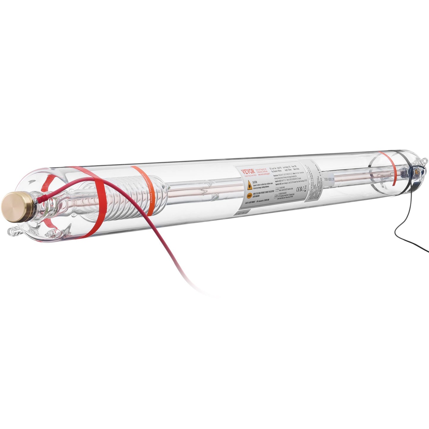 100W CO2 Laser Tube, 57 in (1450 mm) Length, 3.1 in (80 mm) Dia Borosilicate Glass Laser Cutter Tube with Metal Head, 10,000hr Wires Preconnected for Laser Engraver Engraving Cutting Machine