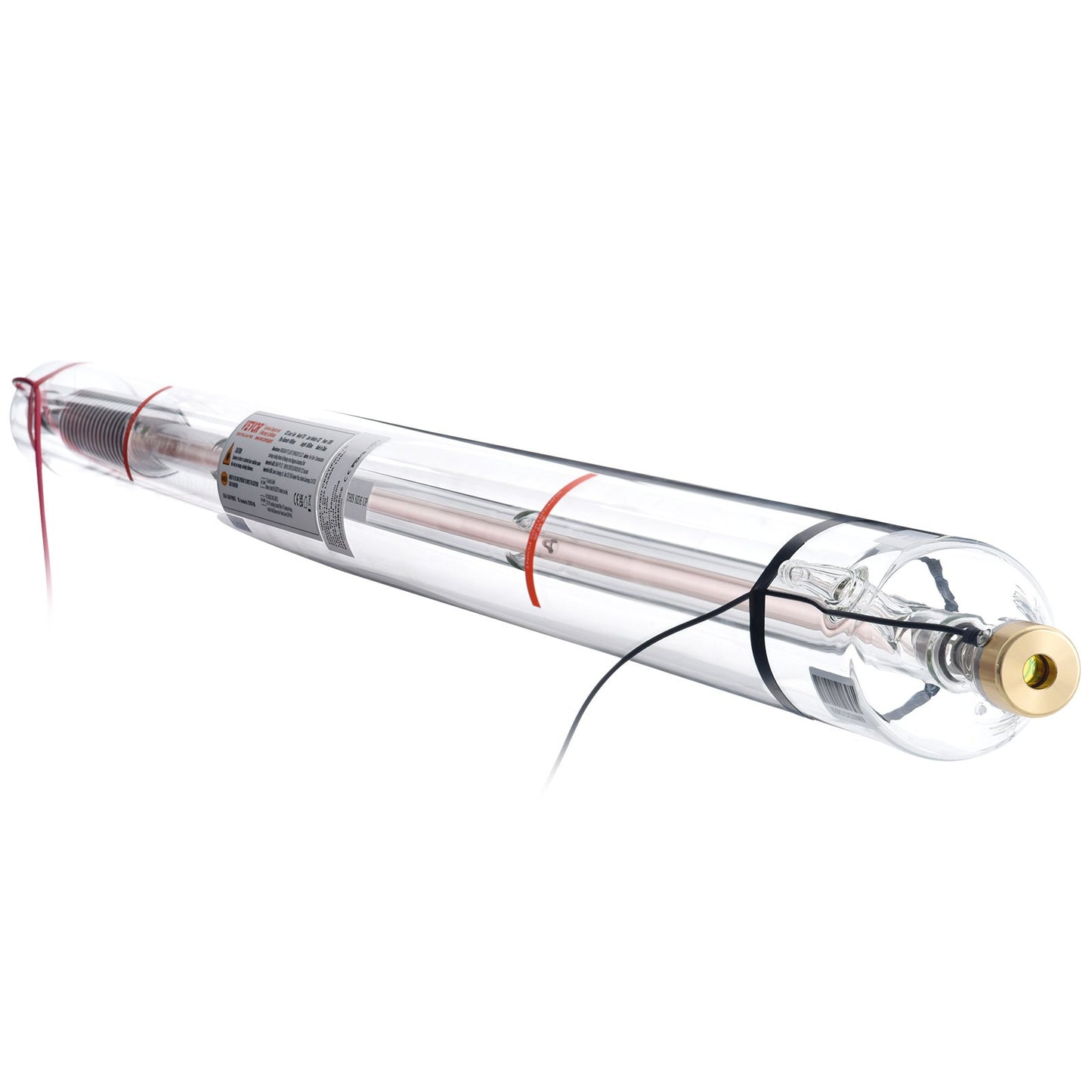 130W CO2 Laser Tube, 65 in (1650 mm) Length, 3.1 in (80 mm) Dia Borosilicate Glass Laser Cutter Tube with Metal Head, 10,000hr Wires Preconnected for Laser Engraver Engraving Cutting Machine