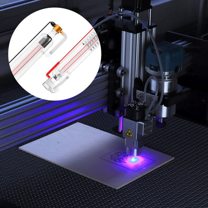 60W CO2 Laser Tube, 49.2 in (1250 mm) Length, 2 in (55 mm) Dia Borosilicate Glass Laser Cutter Tube with Metal Head, 5000-6000hr Wires Preconnected for Laser Engraver Engraving Cutting Machine