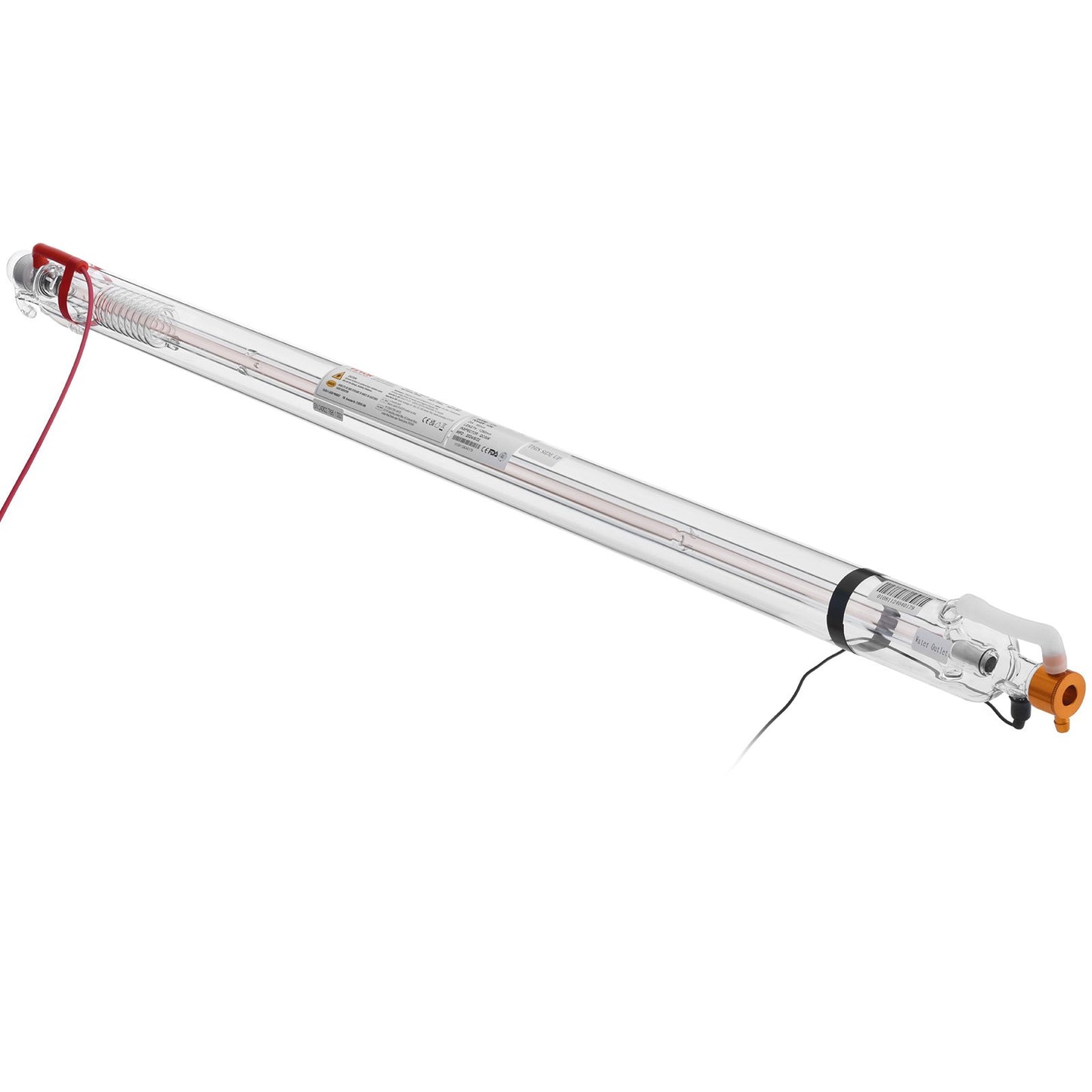 60W CO2 Laser Tube, 49.2 in (1250 mm) Length, 2 in (55 mm) Dia Borosilicate Glass Laser Cutter Tube with Metal Head, 5000-6000hr Wires Preconnected for Laser Engraver Engraving Cutting Machine