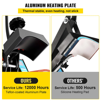 Hut-Heißpresse 5,5 x 3,5 Zoll (14 x 9 cm), 600 W, professionelle Transferpresse für Hüte und Mützen, 12.000 Stunden Lebensdauer, digitaler LCD-Timer und Temperaturregelung