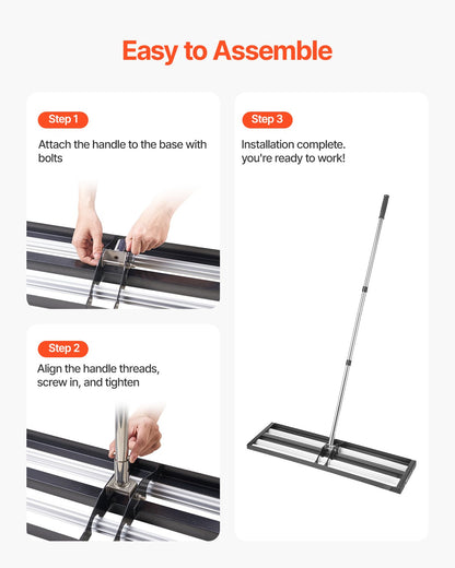 Lawn Leveling Rake, Lawn Leveler with 83.9 in Adjustable Handle, 36x10 in Ground Plate, Heavy Duty & Rust-Resistant Metal Soil Leveler, Effort Saving Lawn Leveling Tool for Yard Golf Court