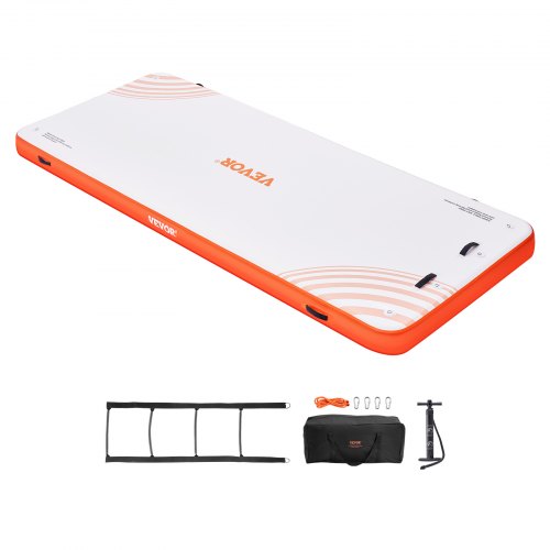 Inflatable Floating Dock, 15 x 6FT Inflatable Dock Platform, Non-Slip Water Floating Dock Mat with Portable Carrying Bag & Detachable Ladder, Floating Platform Island Raft for Pool Beach Ocean