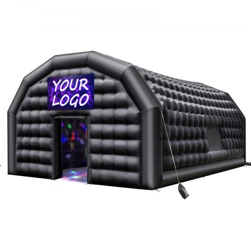 Inflatable Nightclub, 8 x 6 x 4 m Inflatable Party Tent with 1100W Blower & Sandbag, Ventilated Blow up Night Club with 2 Windows, Air Cube House for Event Birthday Wedding Party