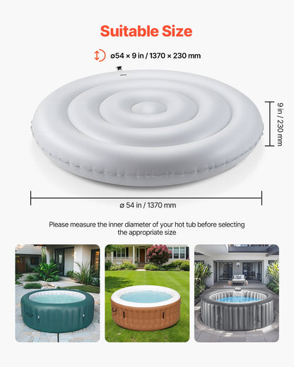 Inflatable Hot Tub Cover, 4.5 Ft / 137 cm Round Hot Tub Cover Protector, Insulated Spa Covers for Inflatable Hottub, Weatherproof and Waterproof Energy Saving Lid for Outdoor Use, White