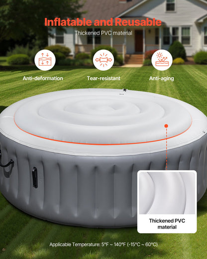 Inflatable Hot Tub Cover, 4.5 Ft / 137 cm Round Hot Tub Cover Protector, Insulated Spa Covers for Inflatable Hottub, Weatherproof and Waterproof Energy Saving Lid for Outdoor Use, White