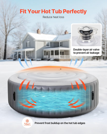 Inflatable Hot Tub Cover, 4.5 Ft / 137 cm Round Hot Tub Cover Protector, Insulated Spa Covers for Inflatable Hottub, Weatherproof and Waterproof Energy Saving Lid for Outdoor Use, White