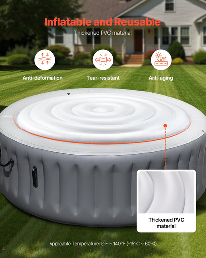 Inflatable Hot Tub Cover, 5.4 Ft / 164.5 cm Round Hot Tub Cover Protector, Insulated Spa Covers for Inflatable Hottub, Weatherproof and Waterproof Energy Saving Lid for Outdoor Use, White
