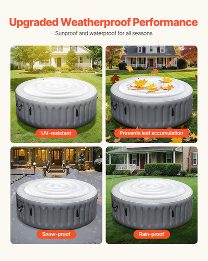 Inflatable Hot Tub Cover, 5.4 Ft / 164.5 cm Round Hot Tub Cover Protector, Insulated Spa Covers for Inflatable Hottub, Weatherproof and Waterproof Energy Saving Lid for Outdoor Use, White