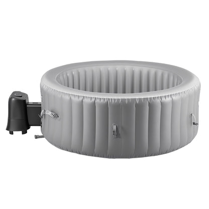 Aufblasbarer Whirlpool für 4 bis 6 Personen, runder, tragbarer Outdoor-Whirlpool (2080 x 660 mm), mit 130 Massagedüsen, Filter, Abdeckung und Matte, Multifunktions-Bedienfeld, PVC, Grau