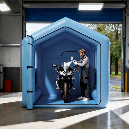 Inflatable Paint Booth, 3 x 2.5 x 2.5 m, Inflatable Spray Booth with 550W Powerful Blower and Air Filter System, Triangular Roof, for Painting Bicycle, Motorcycle, Automotive Sheet Metal