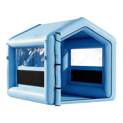 Inflatable Paint Booth, 3 x 2.5 x 2.5 m, Inflatable Spray Booth with 550W Powerful Blower and Air Filter System, Triangular Roof, for Painting Bicycle, Motorcycle, Automotive Sheet Metal