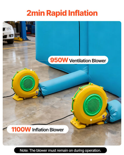 Inflatable Paint Booth, 10 x 6 x 4 m, Inflatable Spray Booth with 950W and 1100W Blowers and Air Filter System, Round Roof, for Painting Car, Truck, Furniture, and Automotive Sheet Metal