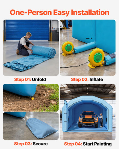 Inflatable Paint Booth, 10 x 6 x 4 m, Inflatable Spray Booth with 950W and 1100W Blowers and Air Filter System, Round Roof, for Painting Car, Truck, Furniture, and Automotive Sheet Metal
